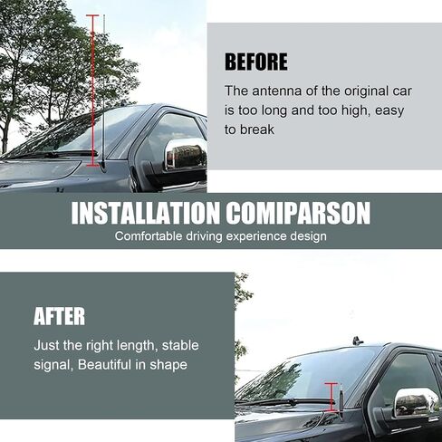 1 PC Car Modified Bullet Antenna, 5.4" Enhance Waterproof Rust-Proof Stable Radio Signal Receiving Antenna with Screw Washer Mounting, External Replacement Antenna, for Cars Trucks (Black) in Kuwait