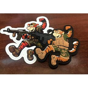 Combat Ready - Tactical Tigger - Tactical Pooh Squad - 4" PVC Patch & Sticker Combo