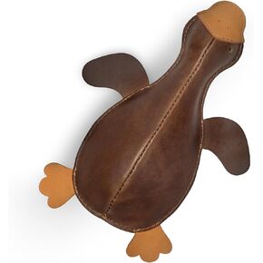 TACO DOG, Duck-Shaped Dog Chew Toy, Accessory for Puppies, Active Chewers, Rustic Pet Toy, Full Grain Leather, Handmade, Bourbon Brown