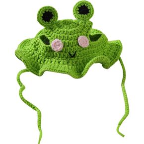 Cat Hat Cute Frog Shape Pet Cap Halloween Costumes Cartoon Design Head Wear Accessories for Puppy Kitten Cloth for Parties, Festival,Birthday (Medium)