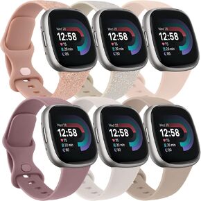 Vancle Bands for Fitbit Versa 4 / Versa 3 Bands, Fitbit Sense 2 / Sense Bands Women Men[6 Pack], Classic Soft Sport Replacement Strap for Fitbit Sense 2 / Versa 4 Smart Watch