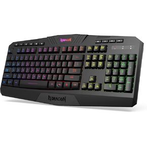 Redragon K509-RGB PC Gaming Keyboard 104 Key Quiet Low Profile RGB Keyboard Backlit Dyaus Mechanical Feel Keyboard for Windows PC (Without Edge Side Light Illumination)