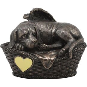 Ebros Heavenly Angel Labrador Dog Sleeping in Wicker Bed Basket Cremation Urn Pet Memorial Statue All Dogs Go to Heaven Inspirational Figurine Labrador Retriever Sculpture