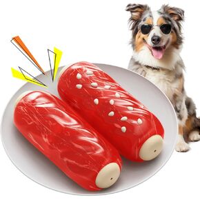 Dog Toy Squeak Beef Stick Dog Chew Toy Indestructible Dog Toys for Aggressive Chewers Interactive Dog Toys Cleaning Teeth Toothbrush Perfect for Medium, Large, Extra-Large Dog Breeds