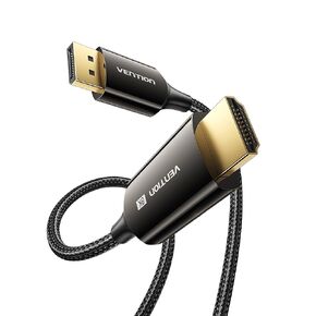 VENTION DisplayPort to HDMI 8K Cable (8K@60Hz, 4K@144Hz, 2K@165Hz) 6FT DP 1.4 to HDMI 2.1 Uni-Directional Braided Cord Support HDCP 2.3/HDR 10/DSC Compatible with HP, Lenovo, Dell, AMD, NVIDIA