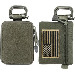 2 Pack Utility Pouch, Tactical First Aid Pouch + Compact EDC Pouch, Military EDC Belt Pouch Waist Bag Pack with Flag Patch for Hiking, Traveling, Outdoors