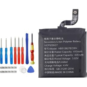 HB512627ECW+ Replacement Battery Compatible with Huawei Watch 2 / Watch 2 Pro/GT1 FTN-B19 46MM with Toolkit