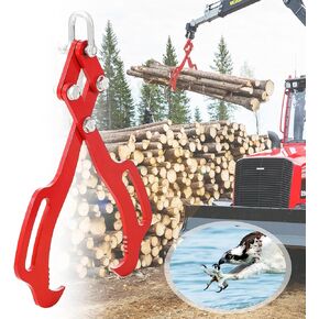 Log Tongs, 28 inch Log Lifting Tongs Heavy Duty Grapple Timber Claw, 4 Claw Lumber Skidding Tongs Logging Grabber, Timber Claw Hook, Red