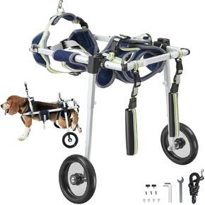 VEVOR 2 Wheels Dog Wheelchair for Back Legs, Pet Wheelchair Lightweight & Adjustable Assisting in Healing, Dog Cart/Wheelchair for Injured, Disabled, Paralysis, Hind Limb Weak Pet (X-Small)