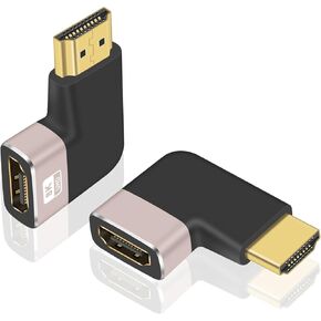 8K HDMI to HDMI Adapter 90 Degree 2 Pack, Left Angle HDMI 2.1 Male to Female Connector HDMI L Shape Extender, Supports 8K@60Hz for Monitor, Laptop, HDTV
