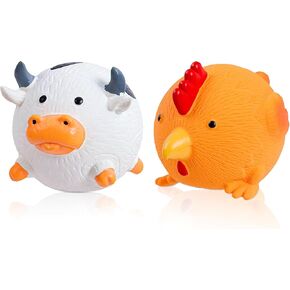 Dog Toys Squeaky, Interactive Latex Rubber Cute Animal Pet Toy Pack Squeak Balls for Puppy Small Medium Breed Dogs