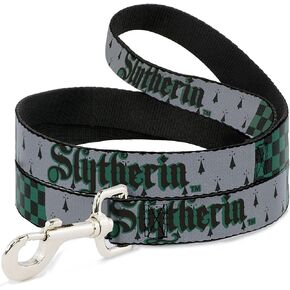 Warner Bros. Pet Leash, Dog Leash, Harry Potter Slytherin Checker Blocks Grays Greens, 6 Feet Long 1.5 Inch Wide