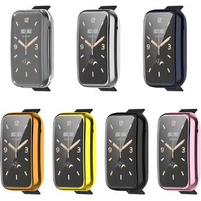 FitTurn Compatible with Xiaomi MI Band 7 Pro Screen Protector Case Cover Replacement All- Around Plating Process Metal Color TPU Shockproof Case Guard Thin Bumper Shell for MI Band 7 Pro Watch