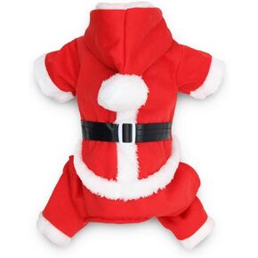 DroolingDog Pet Dog Christmas Costume Girl Xmas Jumpsuit Dogs PJs Puppy Santa Claus Clothes for Small Dogs, Medium