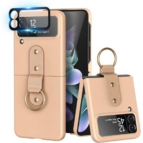 pcgaga for Galaxy Z Flip 4 Case with Ring & Built-in Cover Screen Protector, Slim Fit Hard PC Back Shockproof Protective Phone Case for Samsung Flip4 5G 2022, Green