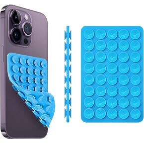 Silicone Strong Double-Sided Suction Phone Case，Suction Phone Mount-Hand Free,Strong Grip Holder for Selfies & Videos - Durable, Easy to Use - iPhone & Android Compatible- 2.56″ x 3.49″ (Red)