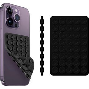 Silicone Strong Double-Sided Suction Phone Case，Suction Phone Mount-Hand Free,Strong Grip Holder for Selfies & Videos - Durable, Easy to Use - iPhone & Android Compatible- 2.56″ x 3.49″ (Red)