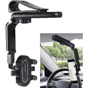 Sun Visor Car Phone Holder, 360° Rotatable Retractable Car Cell Phone Holder, Adjustable Rearview Mirror Phone Mount Clip for Most Smartphones, Universal Car Accessories (Green)