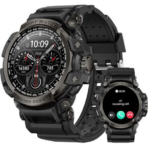 ساعة MIDDOW الذكية للرجال، متتبع صحة اللياقة البدنية، مع ضغط الدم، مراقب أكسجين الدم، IP68 مقاومة للماء 1.32 بوصة، ساعة رياضية لمراقبة النوم، لهواتف iOS وAndroid (أسود) in Kuwait