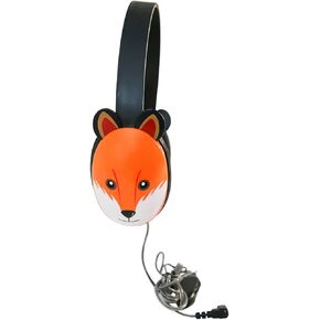 2810-FOX Listening First Headphones, Fox Motif; Adjustable and Flexible Headband; Slotted Baffles in Ear Cups; 3.5mm Plug; 5.5-Foot Attached Cord; Inline Volume Control