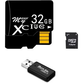 Micro SD Card Memory Card with Adapter 32GB Memory Flash 100MB/s Full High Speed HD Expanded Storage for Android Smartphones Tablets Dash Cam and Home Monitoring Systems