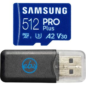 Samsung MicroSD PRO Plus 512GB Memory Card for Action Camera Compatible with GoPro Hero (2024), Hero 13 Black (MB-MD512SA) U3 V30 Bundle with 1 Everything But Stromboli SD & MicroSDXC Card Reader