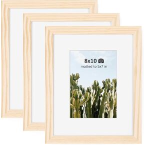 Picture Frames 8x10, Rustic Wooden Picture Frames Distressed Brown, Farmhouse 8x10 Picture Frame with Mat for 5x7, 8 by 10 Picture Frames with Plexiglass for Displaying Tabletop or Wall Mount - Brown