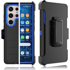 Galaxy S24 Case, Tekcoo for Samsung Galaxy S24 5G with [Built-in Screen Protector] Holster Locking Belt Clip [Military Grade 12FT Drop Tested] Full Body Carrying Kickstand Cover [Orange]