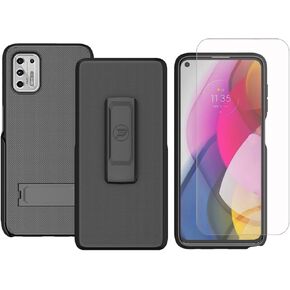 Case Compatible with Motorola Moto G Stylus 2021. Dual Layer Hybrid Case and Belt Clip Holster Combo Includes Screen Protector