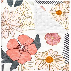 Baby Girls Blanket, Ultra Soft Mink Baby Blankets for Newborn with Double Layer, Dotted Backing, Multicolor Printed Receiving Crib Blanket, 30 x 40 Inches (Stylish Floral)