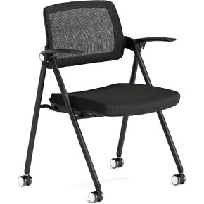 FYLICA Stackable & Foldable Office Chair, Folding Desk Chair with Flip-Up Armrest, Breathable Mesh, Thick Seat Cushion & Rocking Backrest, Conference Room Chair with Wheel (Green，1) in Saudi Arabia