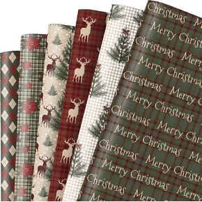 Vnaaem Vintage Christmas Wrapping Paper for Women Girls Boys Men - Retro Xmas Wrapping Paper for Winter Christmas Birthday Holiday - 20 X 28 Inches (6 Folded Sheet)