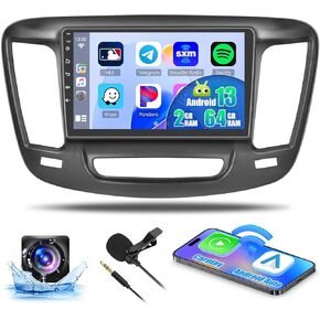 Car Stereo for Chrysler 200 200C 200S 2015-2019 with Wireless Carplay Android Auto, 2+64G Android 13 9 inch Touch Screen Radio with GPS WiFi Bluetooth SWC FM RDS Radio EQ Mirror Link+AHD Backup Camera