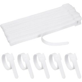 HARFINGTON 60pcs Reusable Cable Ties, 8 x 1/2" Fastening Cable Straps, Adjustable Cord Wire Management Organizing Self Gripping Ties Hook & Loop for Office, Home, Data Centers, White