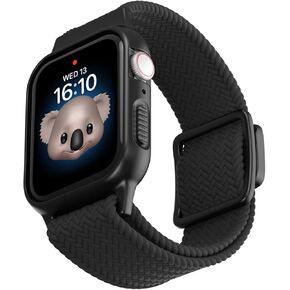 Braided Band with Case Compatible with Kids Apple Watch Band, Stretchy Nylon Strap with Adjustable Snap-on Clasp for iWatch 38/40/41mm & 42/44/45mm Boys Girls