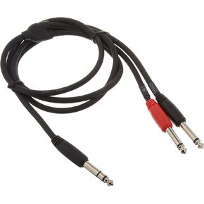 Pig Hog Solutions - 6" Y Cable, Mono 1/4"(M)-Dual Mono 1/4"(F), Black (PYIC03)