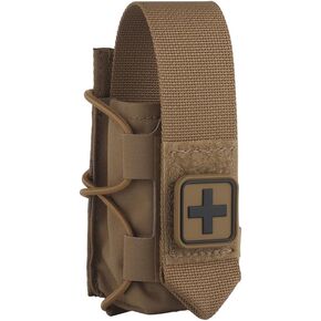 Tourniquet Pouch for SAM XT/CAT/SOF, with Hook Loop Flap for IFAK Quick Pull, or Remove Get Open-Top Elastic Drawstring, Durable Fabric MOLLE Holder Medical Pouch Fit Tactical Vests/Belts/Bag