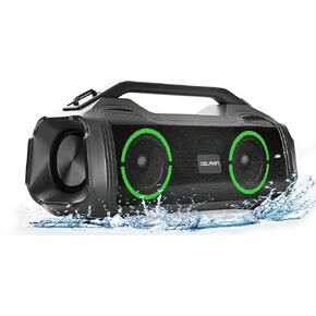 Dolphin LX80 Portable Wireless Speakers - Rechargeable Boombox Outdoor Speakers with Party Lights, DSP Tech, Dual 3.5" Woofers - IPX5 Waterproof, Supports Bluetooth 5.0, MicroSD, 3.5 Aux Input - Black