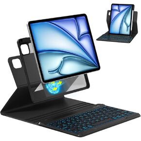 Magnetic Keyboard Case for iPad Pro 12.9-inch (6th, 5th, 4th, 3rd Generation) - 360 Rotatable Detachable - Backlit Wireless Keyboard Case for iPad 2018, 2020, 2021, 2022 (Black)