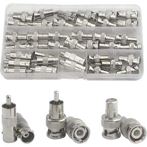 WMYCONGCONG 45 PCS BNC to RCA Adapter Connector Assortment Kit Including BNC Male to RCA Male + BNC Female to RCA Male + BNC Male to RCA Female Plug Coax Connectors