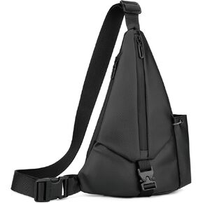 MAYMOONER Small Sling Crossbody Bag Men Women Shoulder Daypack Motorcycle Chest Bags One Strap Casual Chest Backpack for Casual Outdoor Walking Travel Biking Hiking Black