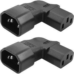 C14 to C13 Power Adapter YACSEJAO 2PCS IEC320 C14 to C13 Right Angle Power Adapter 90 Degree C14 to C13 Plug Kettle Turn Power Extension Adapter (Right Angle)