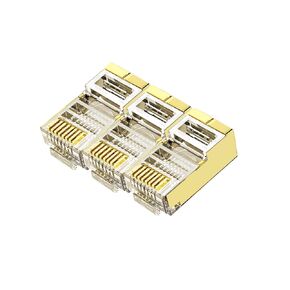50 Pcs Cat6 Cat6A Gold RJ45 Connectors, Cat6 Cat6A Gold RJ45 Plugs, Sheilded RJ45 8P8C Cat6/Cat6A up to 1Gbps for Ethernet LAN Cable