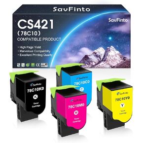 CS421 Toner Cartridge 78C10K0 78C10C0 78C10M0 78C10Y0 78C10 Replacement for Lexmark CS421 CS421dn CS521dn CS622de CX421adn CX522ade CX622ade CX625ade CX625adhe Printer (BCMY, 4-Pack)