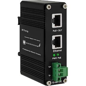 Industrial POE Injector,30 W Industrial Hardened Gigabit POE Adapter with DC 12-48 V Input,10/100/1000Mbps RJ-45,DIN-Rail and Wall Mount