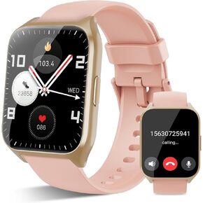 Smart Watch for Men Women(Answer/Make Calls), 1.85" HD Touch Screen Fitness Watch with Sleep Heart Rate Monitor, 112 Sports Modes, IP68 Waterproof Activity Trackers Compatible with Android iOS, Pink