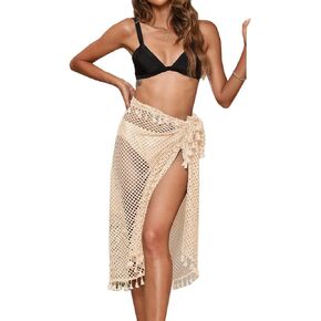 K-Elewon Crochet Sarong Swimsuit Coverup for Women Bathing Suit Cover ups Sexy Bikini Scarf Beach Swimwear Wrap Skirt