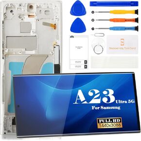 TFT for Samsung S23 Ultra LCD Digitizer Replacement for Samsung Galaxy S23 Ultra 5g Display Screen Replacement for Samsung SM-S918 Touch Screen Repair Kits (with Frame) (Phantom Black)