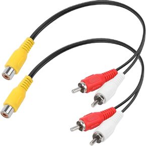 PASOW RCA Splitter 1 Female to 2 Male - Stereo Car Audio RCA Y Adapter Cable 2 Pack for Subwoofer TV Amplifier CD Player Home Theater - 10 Inch