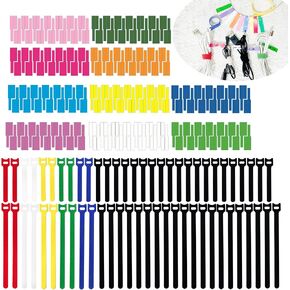 Reusable Cable Labels and Ties Sets - Multicolor Cable Storage and Management Two Size 60pcs Fastening Cable Ties, 140pcs Wire Labels for Home Office Desk Cable Wrap and Management
